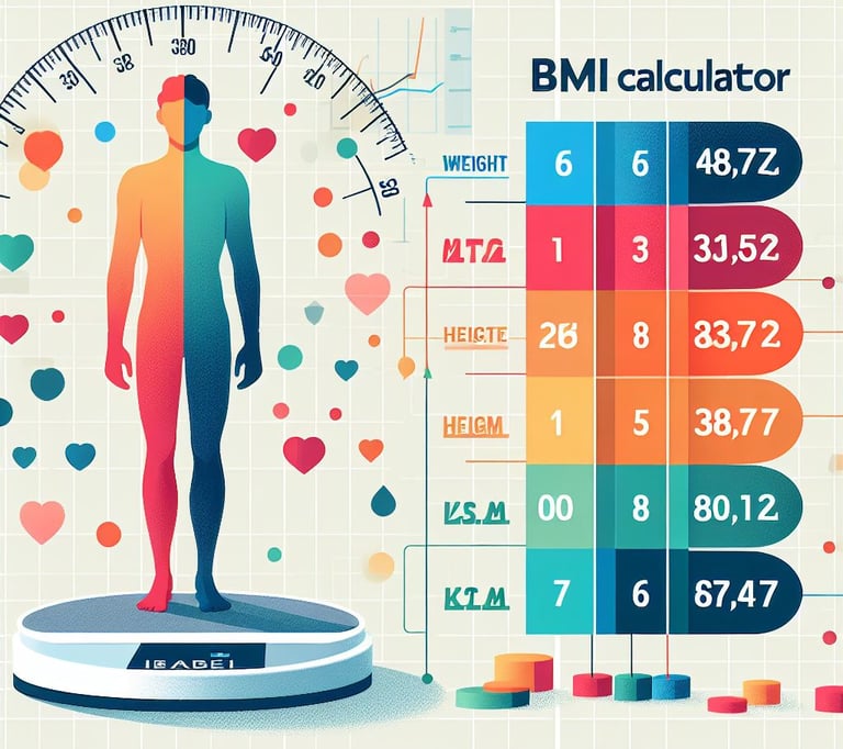 a man standing on a scale with a calculator