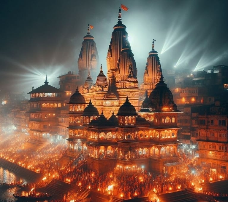 a large building with many lights on it