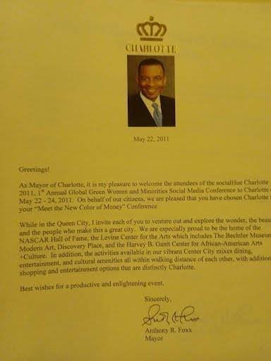 The initial socialHUE, Charlotte, NC 2011, Mayor Welcome