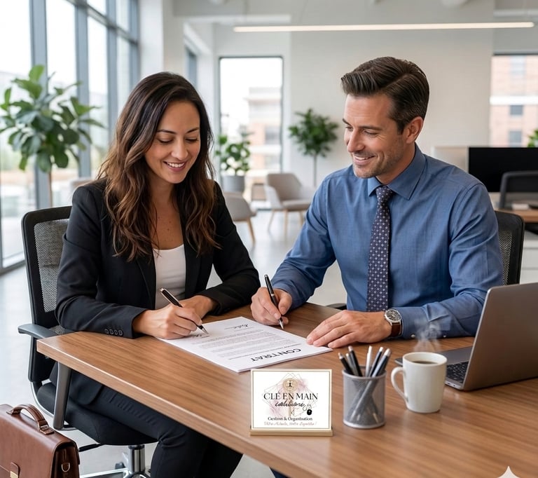 Collaboration en agence immobilière pour la gestion de dossiers administratifs et le suivi compromis