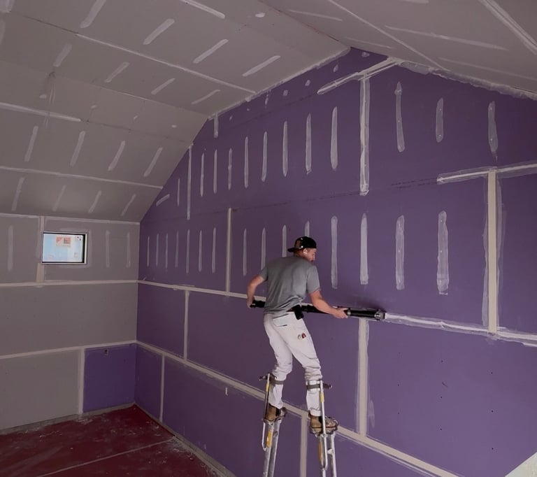 Cal Bakeberg, owner of C&B Drywall in Central MN