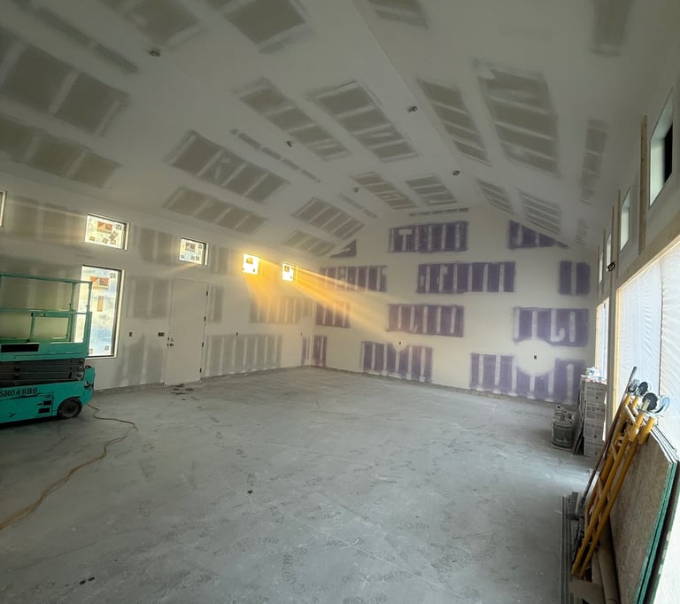 custom garage with fresh mud and finish in minnetonka mn