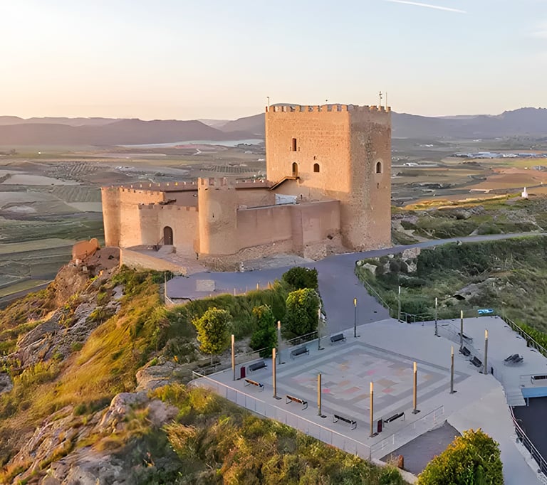 Jumilla Castle stands on the hill overlooking the town. It has medieval origins, with remains from b