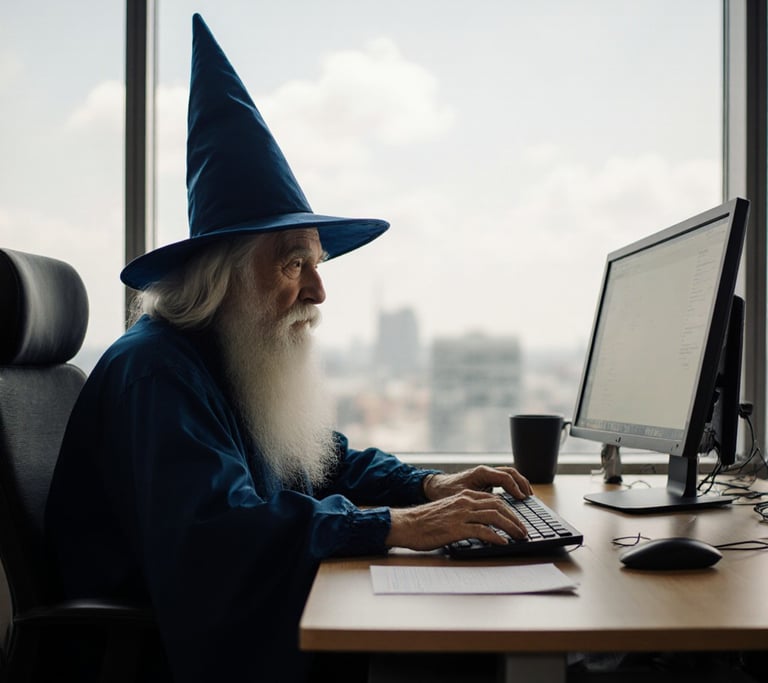 Coastal Wizards IT support helping a senior use a laptop