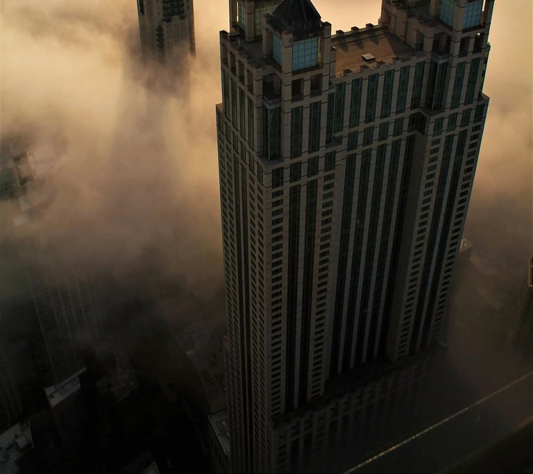 a city skyline for core values