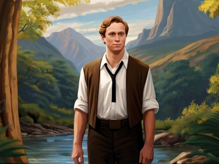 Joseph Smith, le prophète du rétablissement, devant une rivière 