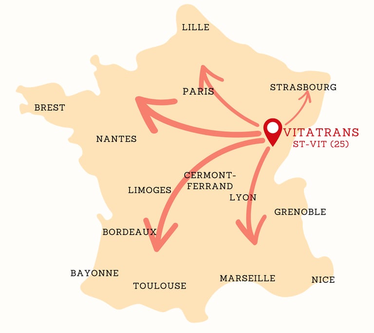 Zone d'intervention transport VitaTrans Taxi-Colis Besançon Saint-Vit