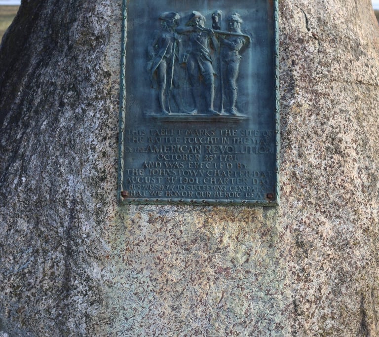 battle of johnstown stone marker with plaque