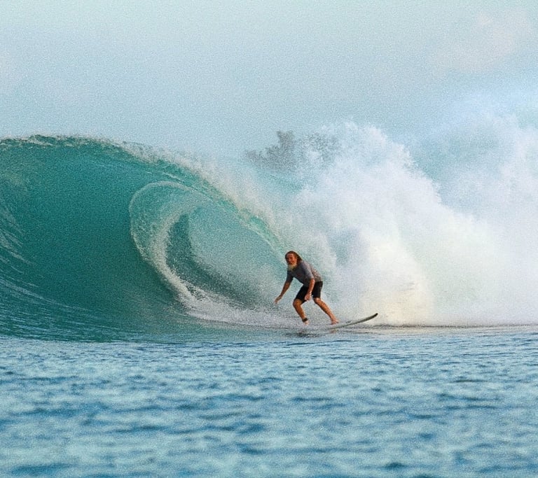 a surfer is riding a wave in the ocean
