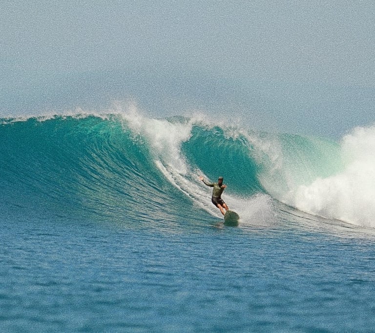 a surfer is riding a wave in the ocean in siberut