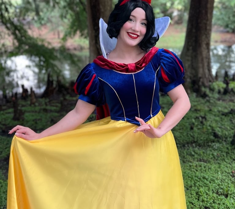 a woman in a snow princess show