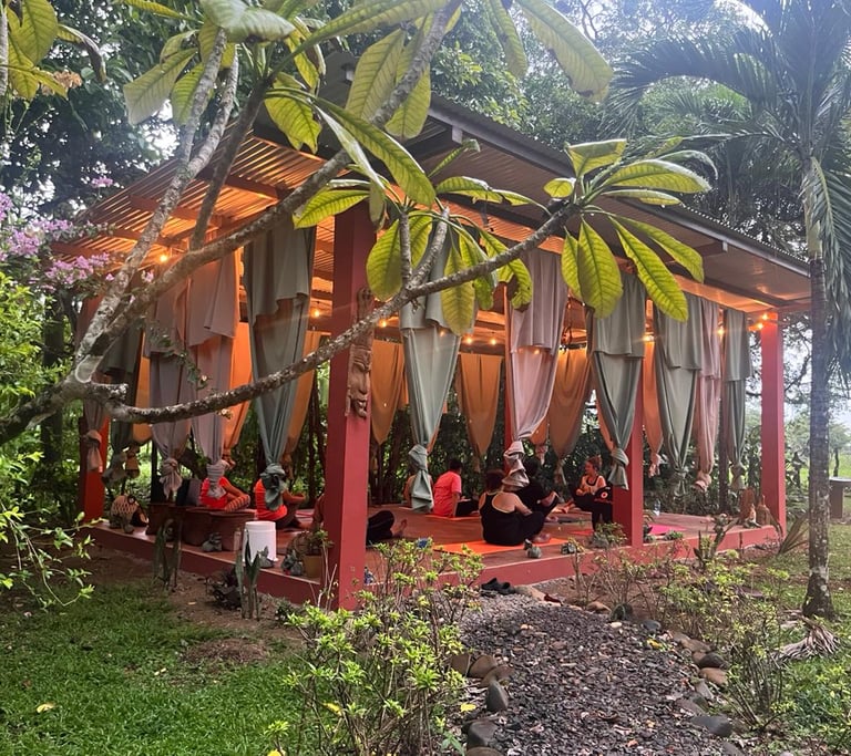 Yoga and meditation during retreats in Las Lajas, Chiriqui, Panama