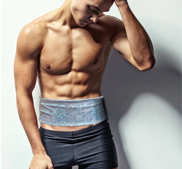 Wearable wellness sash on male model