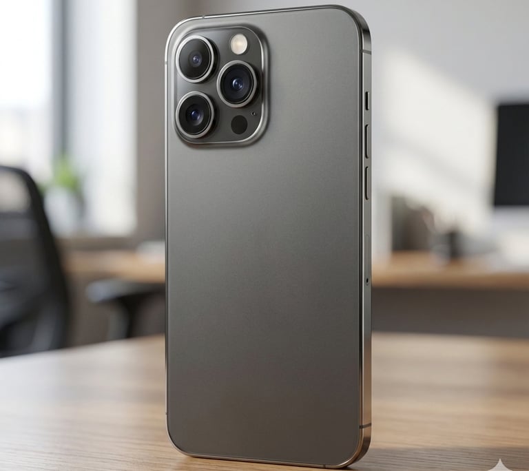 ilustração, Conjunto de câmeras avançadas em smartphone representando o iPhone 18 