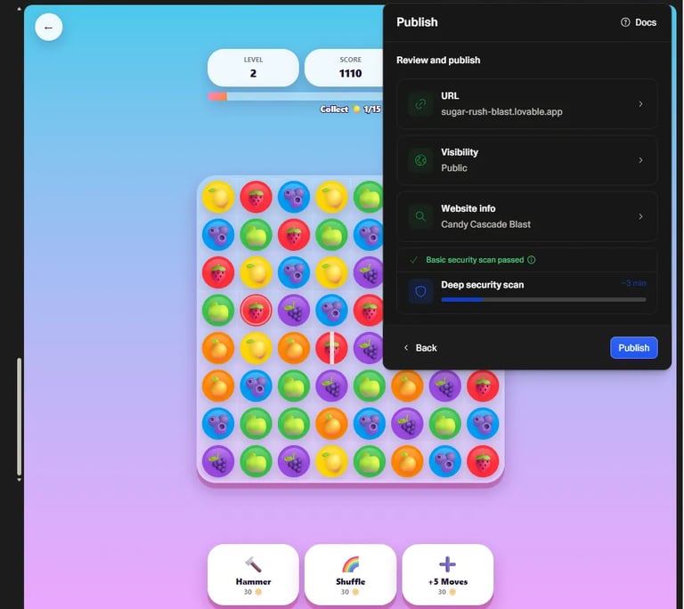 Lovable AI custom URL setup for public app deployment.