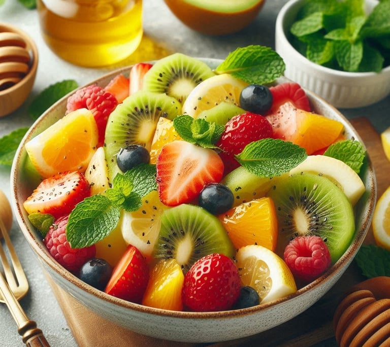 Salada de Frutas com Hortelã e Limão da VidaFit&Receitas  Deleite seus sentidos com a frescura e o s