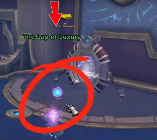 a video game showing a large, circular object in the middle of a room