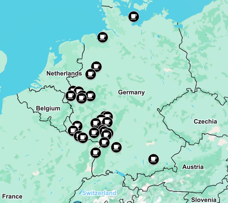 map from al the cities that we have visited