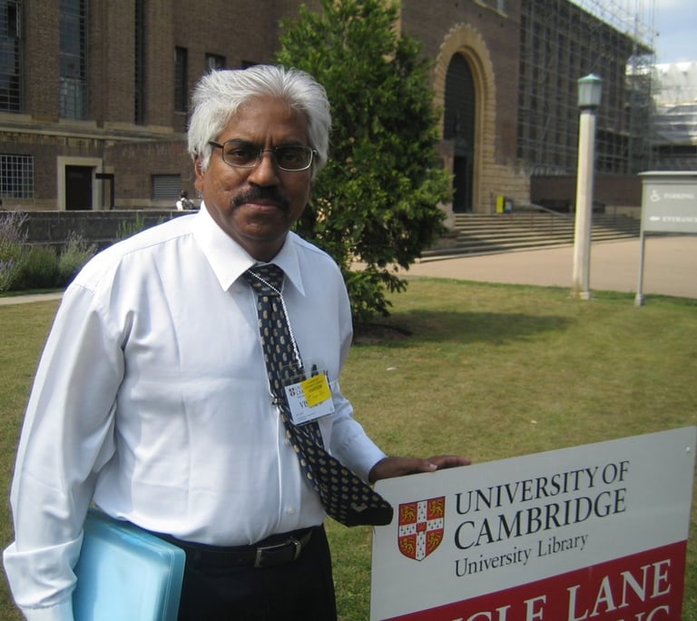 Dr. Nic at the University Library, University of Cambridge, UK.