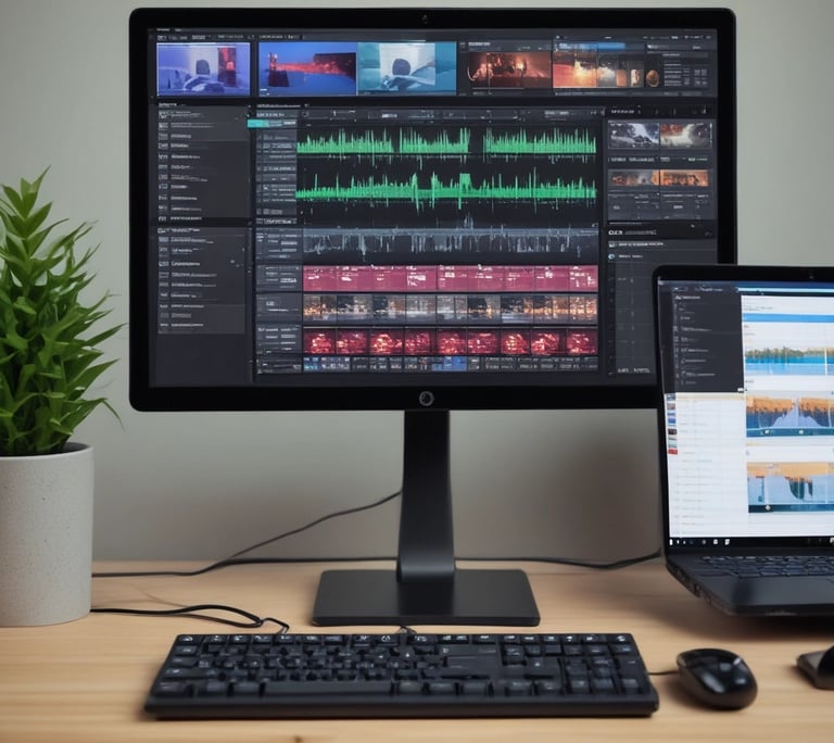 black DJ turn table next to laptop computer