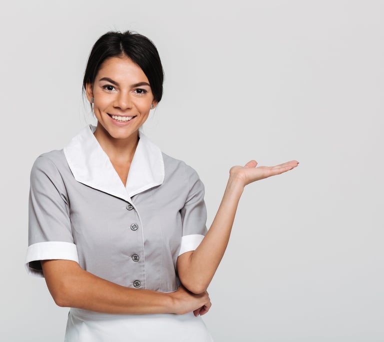 Domestic maid cleaning and doing household chores in modern home in Singapore