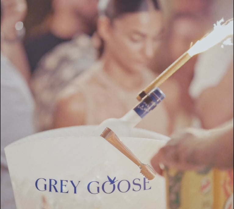 Bottle service at a beach party