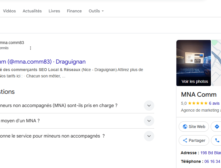 Menu de sélection des catégories principales et secondaires sur une fiche Google Maps pour maximiser
