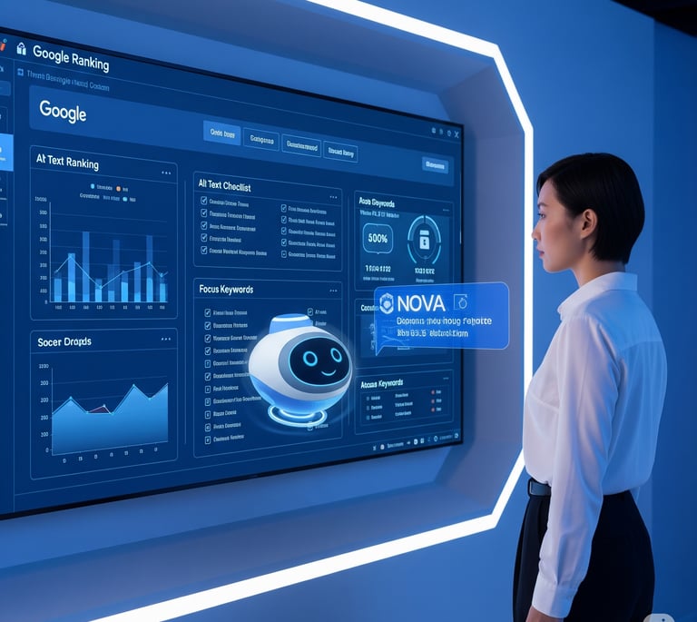 Nova the AI assistant helping optimize SEO strategy on Hermetix dashboard.