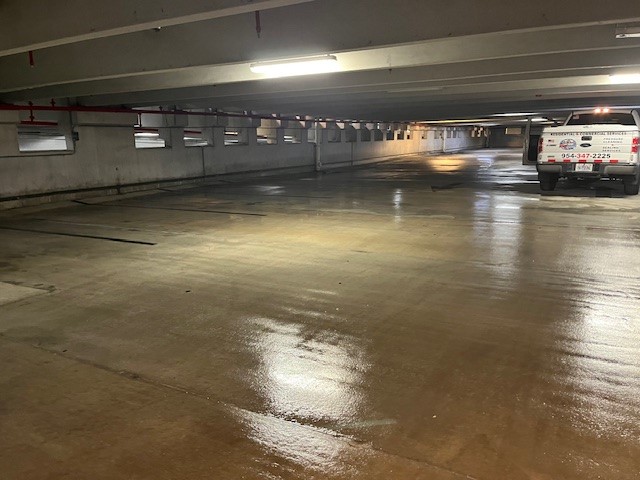 parking garage pressure washing concrete surface  fort lauderdale FL