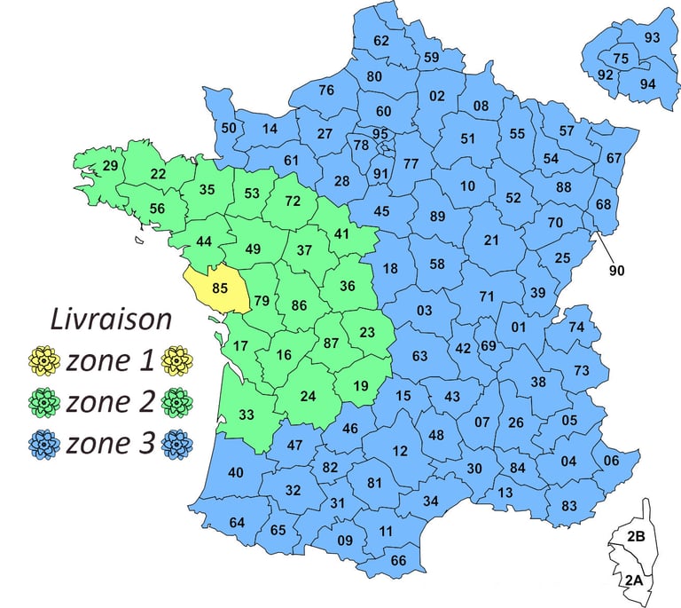 zone de livraison en France Métropolitaine (hors iles)