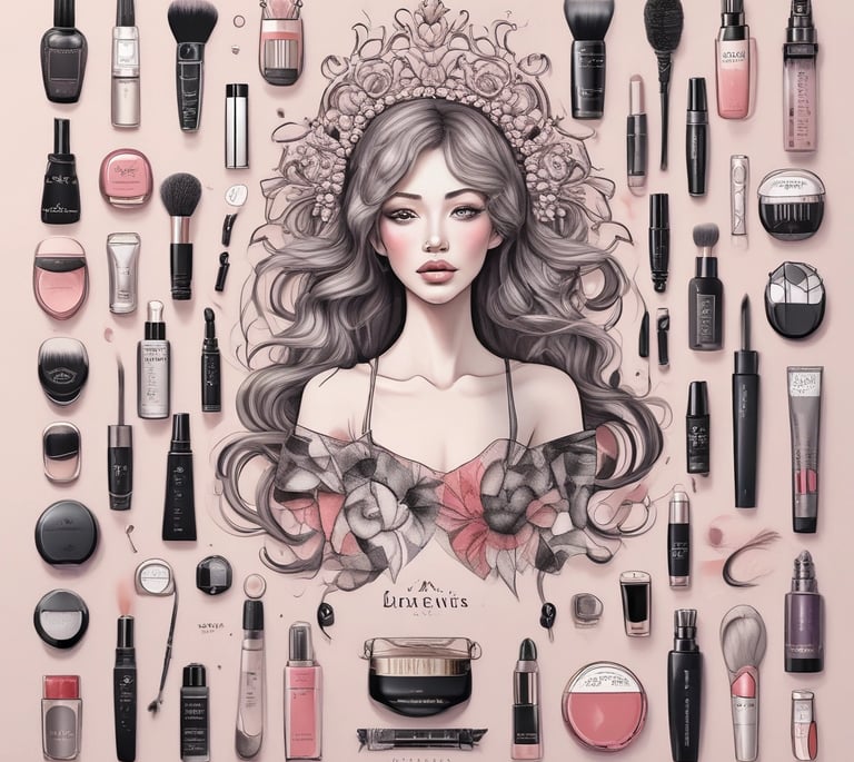 A fashion retail display features mannequins dressed in vibrant clothing. One mannequin wears a blue dress, while another is in an orange dress. Various accessories, such as handbags and shoes, are placed around the mannequins in a neatly arranged storefront. The backdrop includes paneling with artistic designs and muted lighting contributes to a chic ambiance.