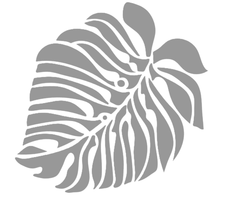a graphic and intricate monstera leaf logo
