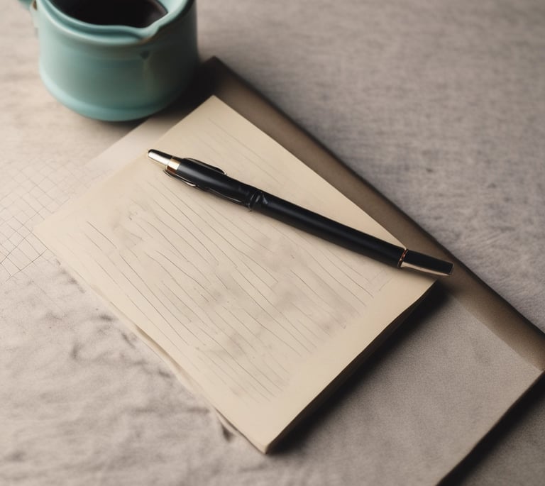 A close-up of an open journal with handwritten notes.