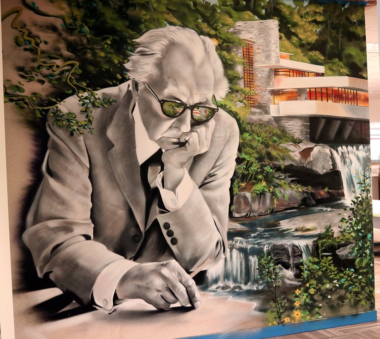 Frank Lloyd Wright Fallingwater Mural by Ryan Stalsby Spray Paint Art
