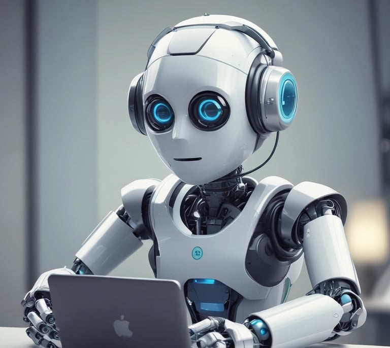 Holographic projection of a robot delivering a business presentation.