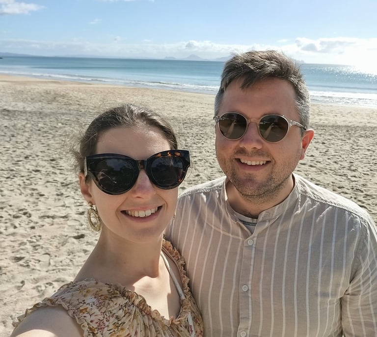 A photograph of the real couple who own Halcyon Days Vintage together.