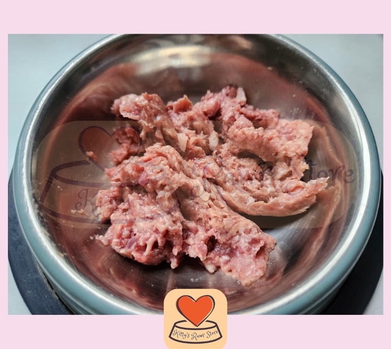 Image showing a bowl of complete raw cat food from petalicious stocked by Kitty's Rawr Store