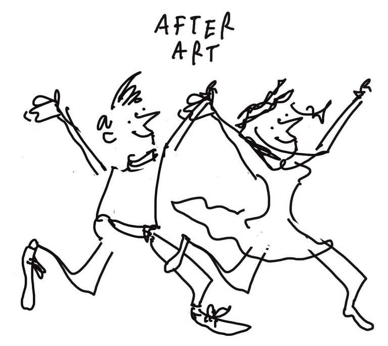 Two people running joyfully