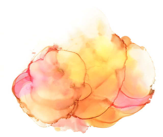 a watercolor blotch of yellow, pink and orange