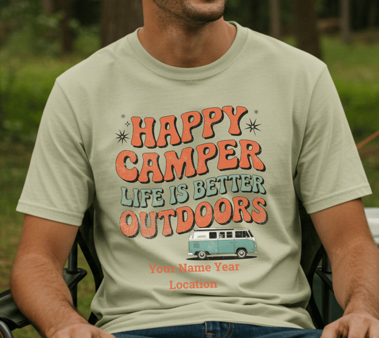 Happy Camper RV life personalized tshirt