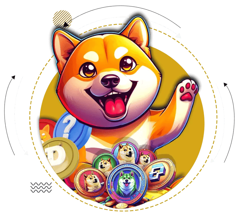 Representación de Dogecoin y dogecoins