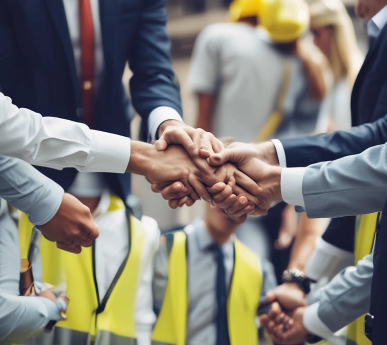 A recruiter shaking hands with a new employee in a bright office.