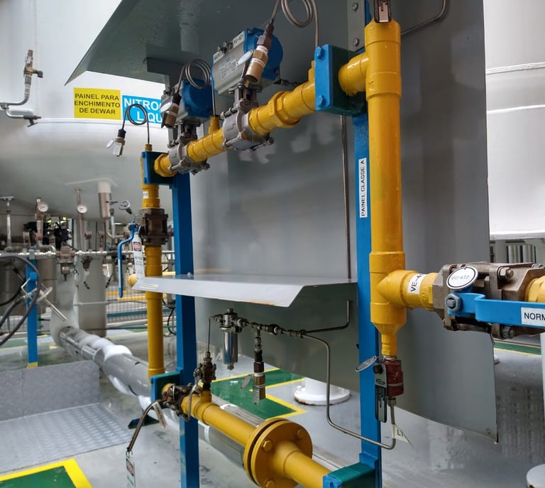 Modernização da instalação de gases num projeto de modernização de uma rede velha. 