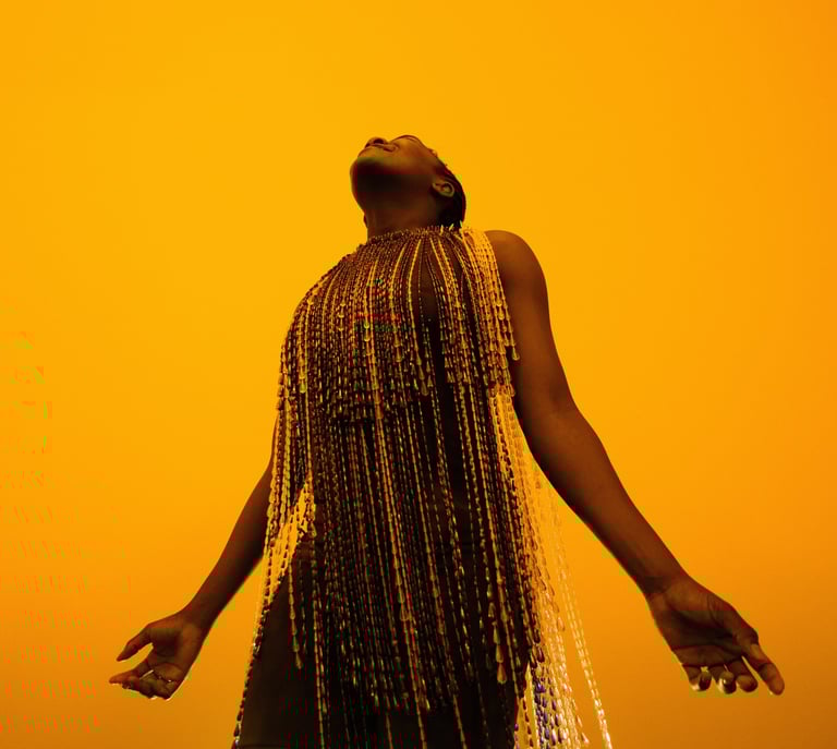 a woman with a long braid hair and a long dress