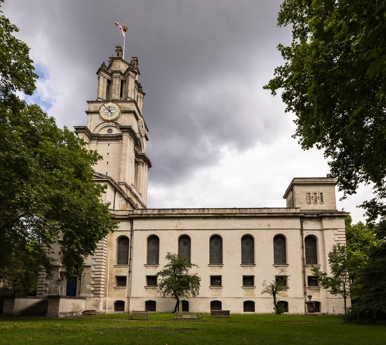 St Anne's Limehouse, view from the south