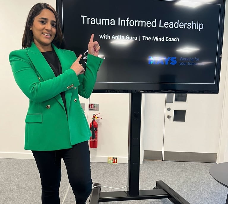 A photo of Anita delivering a talk in partnership with HAYS Recruitment