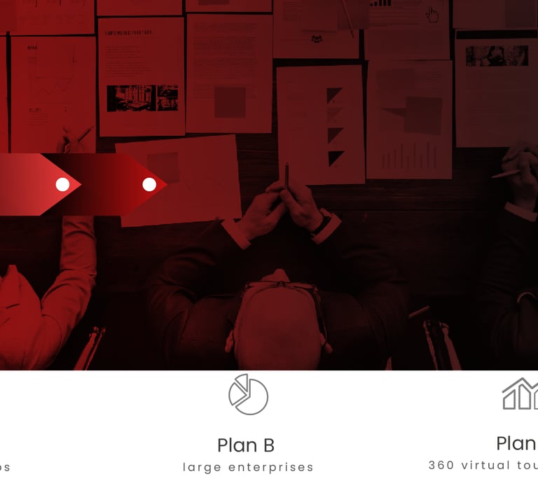 Overhead view of three business plans