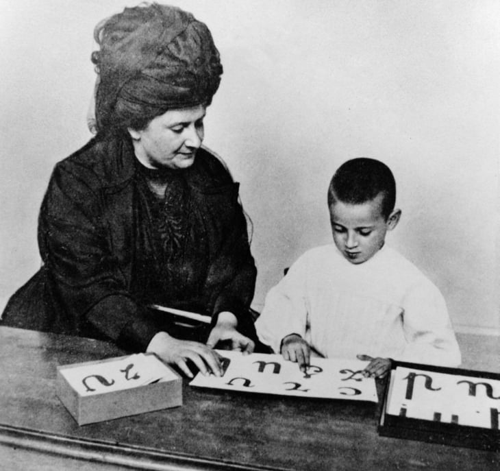 Dr. Montessori with a child