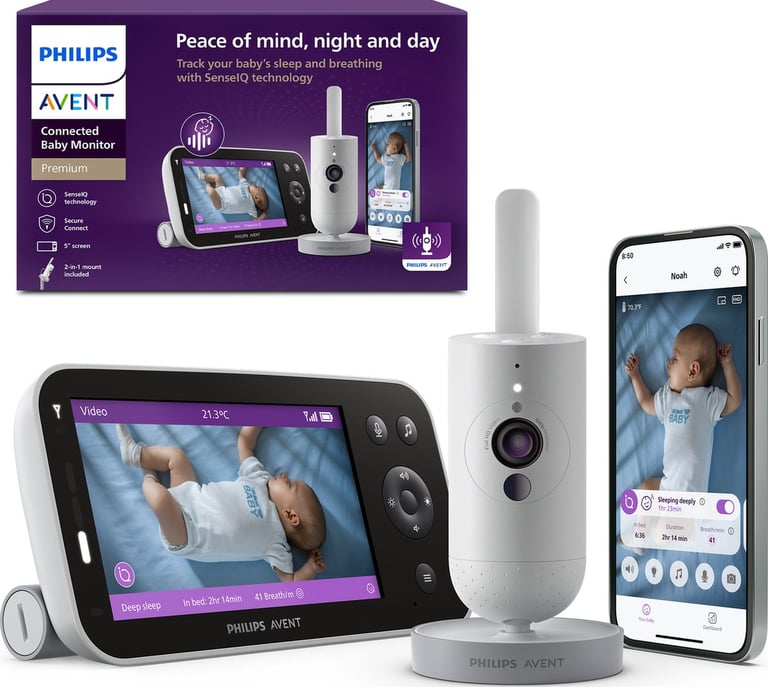  Philips Avent Connected beeldbabyfoon met camera voor veilig toezicht via de app.