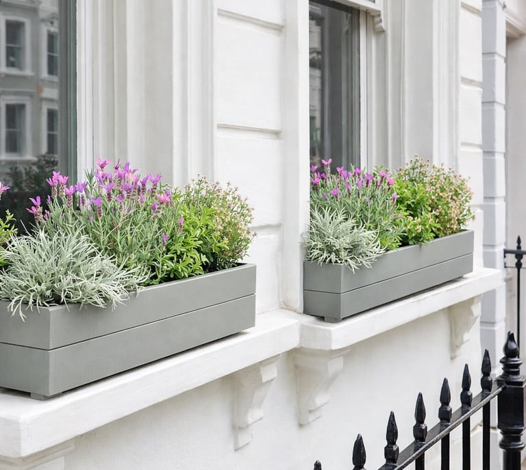 Window flower box planter made to size wooden trough colour gray herb box window sill decor outdoor plants basket